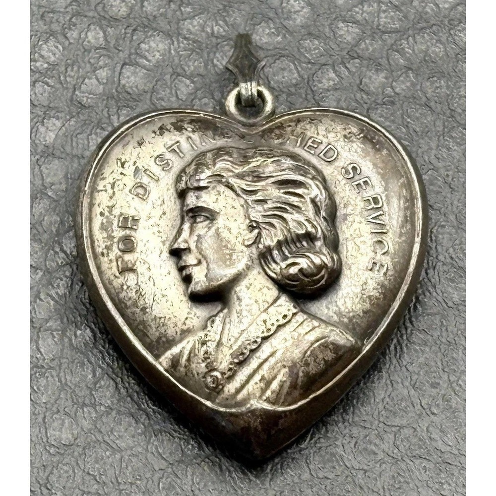Antique WWII Sweetheart Silver Tone Heart Photo Picture Locket Vintage Pendant